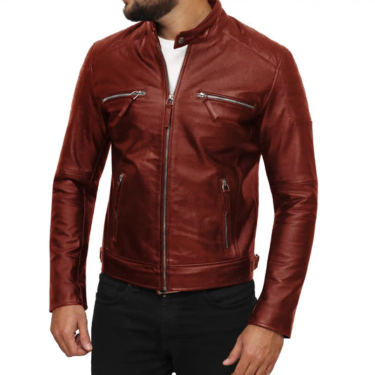 Abraham Tan Brown Leather Jacket