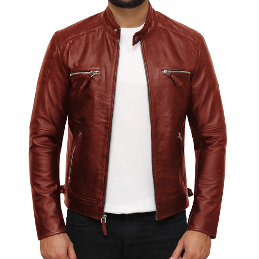 Abraham Tan Brown Leather Jacket