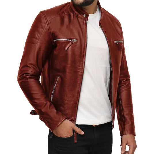 Abraham Tan Brown Leather Jacket