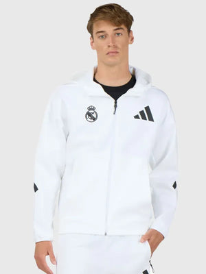 2026 Adidas Real Madrid Z.N.E. Woven Jacket crafted with lightweight construction and smooth technical finish
