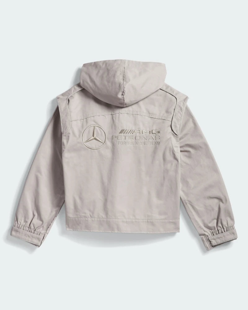 Adidas x Bad Bunny x Mercedes Racing zip‑up hoodie with signature co‑branding and motorsport aesthetic