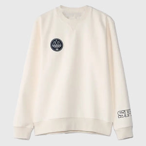 Off-white crewneck from Recreation x Adidas SPZL collection combining sporty style with casual comfort.