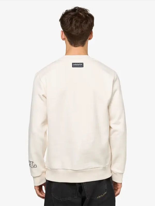 Recreation Adidas SPZL off-white crewneck sweatshirt featuring soft fleece fabric and classic athletic design.