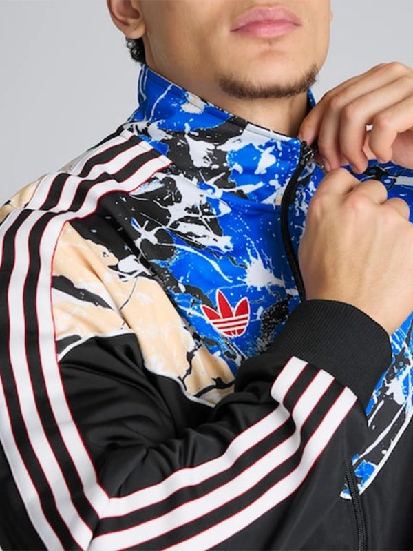 Black RECREATED Manchester United Adidas Stone Roses 2026 track jacket in a unisex fit