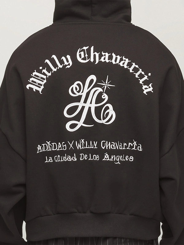 Adidas x Willy Chavarria LA full zip hoodie in black with minimalist branding and classic athletic design