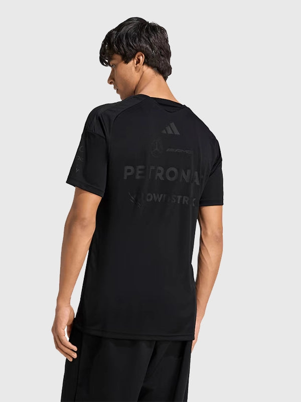 RECREATED Mercedes-AMG Petronas Formula One Team Adidas Night Driver Performance T-Shirt in Black featuring lightweight performance fabric with a sleek motorsport-inspired silhouette