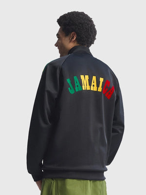 Adidas Jamaica x Bob Marley 2026 black track jacket with contrast accents and embroidered collaboration logo