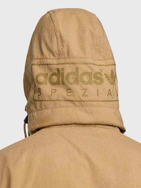 Longridge SPZL Hooded Parka by Adidas featuring structured fit, smooth finish, and modern archival-inspired styling