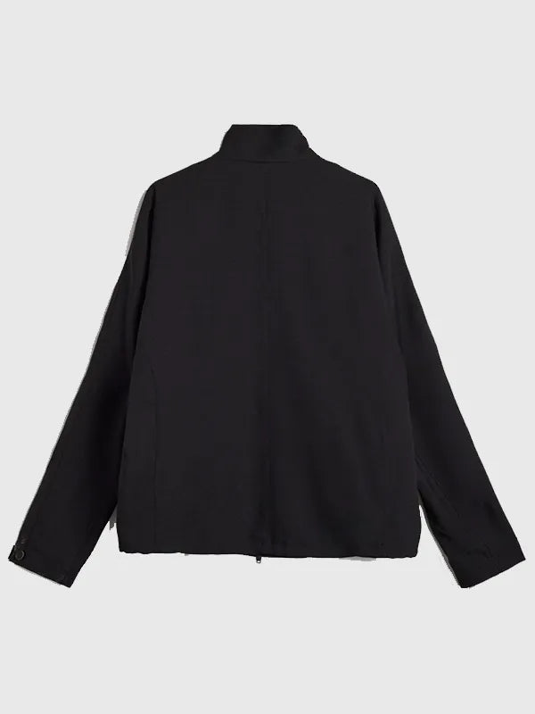 RECREATED Black Y3 Mercedes-AMG Petronas Full-Zip Track Jacket crafted with smooth performance fabric and a structured casual fit