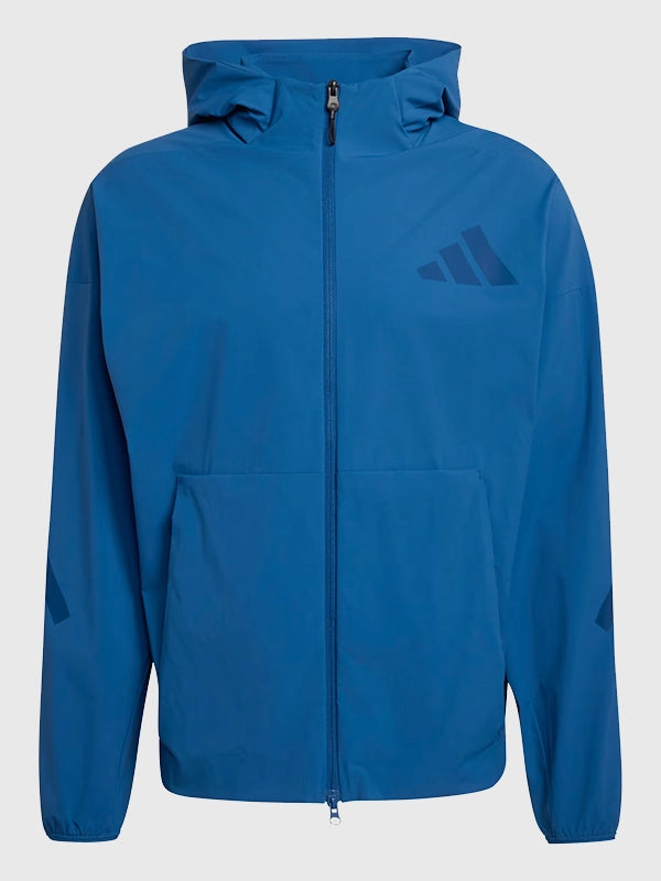RECREATED Adidas Z.N.E. 2026 Woven Hooded Track Jacket in Blue featuring lightweight woven construction with a clean athletic silhouette