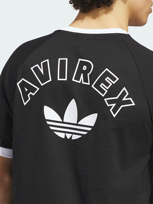 RECREATED Adidas Avirex 2026 Black Ringer T-Shirt showcasing a minimalist sporty look with classic ringer detailing