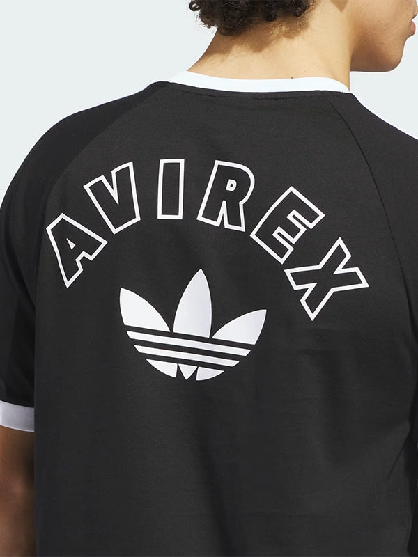 RECREATED Adidas Avirex 2026 Black Ringer T-Shirt showcasing a minimalist sporty look with classic ringer detailing