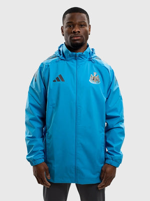 Newcastle United FC 2025/26 Adidas Players Range blue jacket designed for all-weather conditions with a modern sporting look
