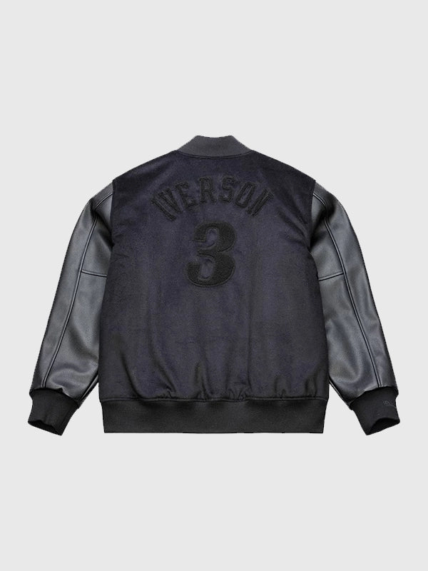 Philadelphia 76ers Allen Iverson Walk The Tunnel varsity jacket in black recreated design with premium detailing