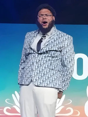 American comedian Druski wearing a Christian Dior blazer jacket while trolling Pastor Michael Todd in a stylish black design
