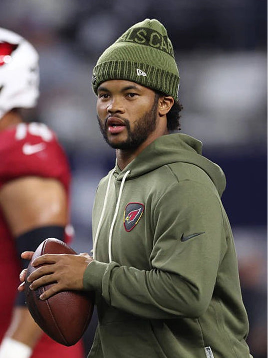 Arizona Cardinals Kyler Murray Olive Green Hoodie featuring warm fleece fabric and athletic fit.