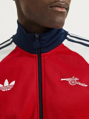 Unisex Arsenal adidas 25/26 red and white jacket with structured fit and heritage-inspired football styling