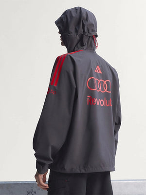 Adidas x Audi Revolut F1 Team mechanics black full-zip jacket designed for wet conditions and all-weather performance