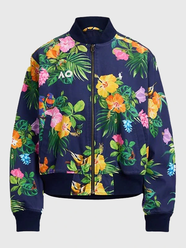 Unisex floral cotton bomber jacket recreated for Polo Ralph Lauren Australian Open 2026 with relaxed silhouette