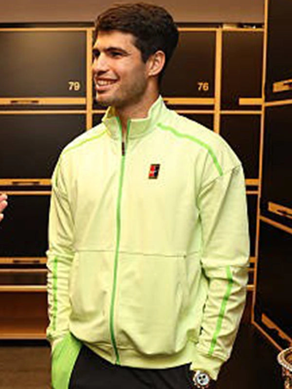 RECREATED Australian Open 2026 Final Carlos Alcaraz NikeCourt Heritage green full-zip tennis jacket