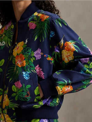 RECREATED Australian Open 2026 Polo Ralph Lauren floral cotton bomber baseball jacket for casual wear