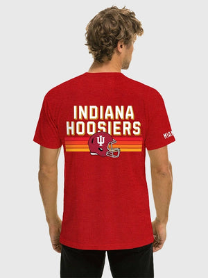 Red crewneck unisex t-shirt celebrating Indiana Hoosiers 2025 National Champions with laid-back collegiate appeal