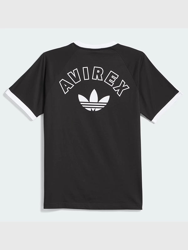 RECREATED Black Adidas Avirex 2026 Ringer Unisex T-Shirt crafted from breathable cotton material with a timeless everyday fit