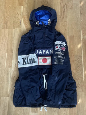 Navy lightweight anorak jacket from BEAMS x Polo Ralph Lauren Japan collection with streetwear-inspired silhouette