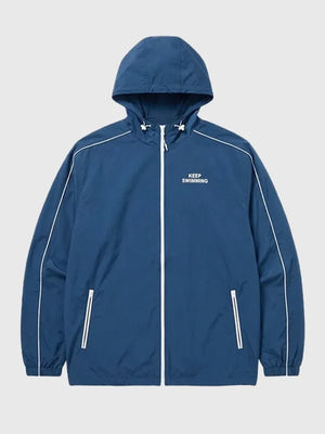 RECREATED Musinsa Keep Swimming BTS Blue Jacket designed with a structured fit and clean everyday outerwear appeal