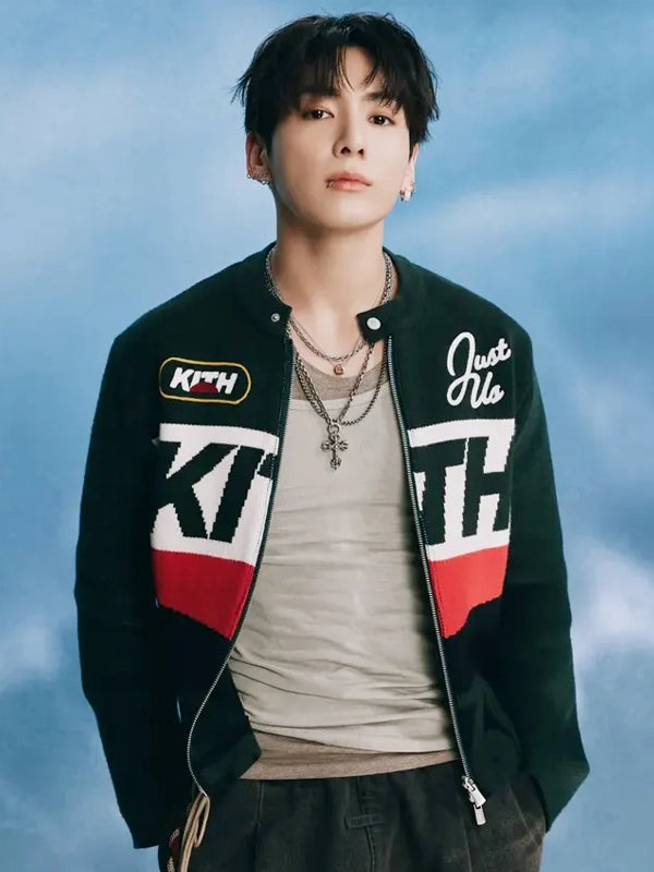 RECREATED BTS SWIMSIDE Event Normal Live Concert 2026 Jeon Jungkook Kith Jacket in Black featuring a sleek streetwear silhouette with modern concert-inspired styling