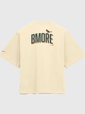 Recreated cream Baltimore Orioles Nike boxy t-shirt with chest pocket detail and comfortable relaxed streetwear design