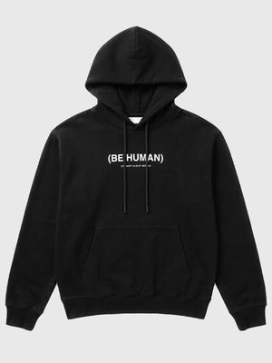 RECREATED Off White x Kid Cudi 2026 Be Human Black Fleece Pullover Hoodie designed with cozy fleece construction and modern graphic styling