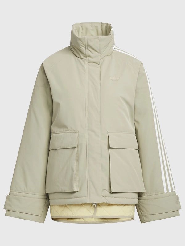 Oversized padded jacket recreated from the Adidas premium 3-Stripes design with comfortable insulation