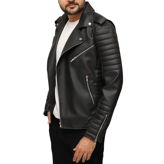 Jordan Black Quilted Motorcycle Leather Jacket