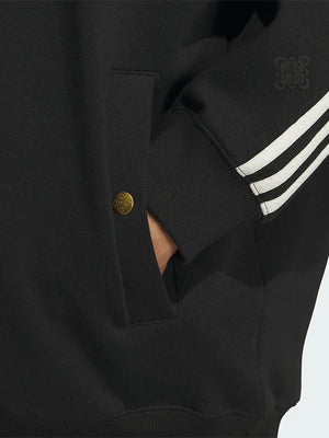 RECREATED Adidas Lunar New Year SS26 hoodie in black featuring soft fleece fabric and a relaxed pullover design