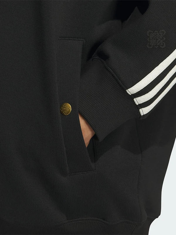 RECREATED Adidas Lunar New Year SS26 hoodie in black featuring soft fleece fabric and a relaxed pullover design