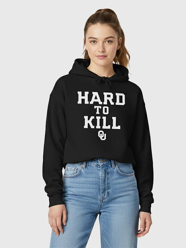 Recreation Hard to Kill Oklahoma pullover hoodie in black showcasing a minimalist look and versatile wear