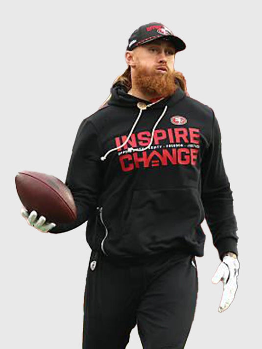 George Kittle San Francisco 49ers 2025 Inspire Change black hoodie featuring statement lettering and comfort-focused design