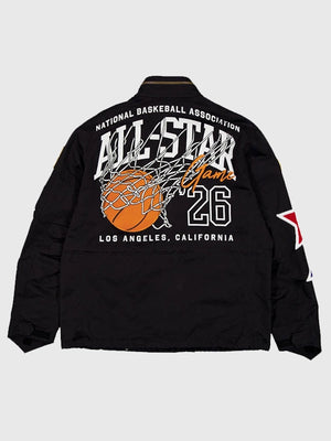 Recreated New Era x Alpha Industries unisex black field jacket inspired by the 2026 NBA All-Star Game with bold event styling