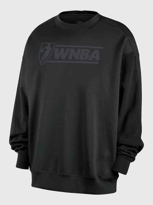 Black crewneck sweatshirt with WNBA Legends 30th Anniversary design, RECREATED in a soft fleece build and classic athletic silhouette