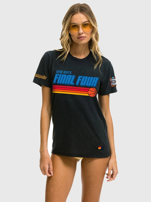 Black Aviator Nation Final Four 2026 Indianapolis crew t-shirt recreated with soft fabric and clean everyday styling