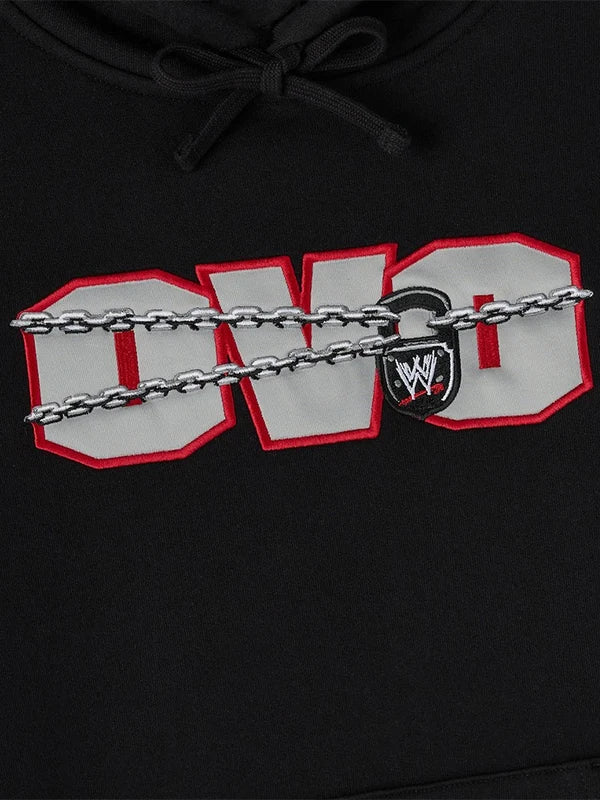 Recreated No Way Out pullover hoodie in black reflecting OVO and WWE streetwear influence