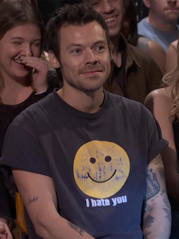 Black SNL 51 Harry Styles I Hate You graphic T-shirt crafted with soft cotton fabric and comfortable unisex fit
