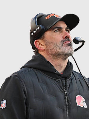 Recreated Cleveland Browns coach-style black puffer vest designed with lightweight parachute material