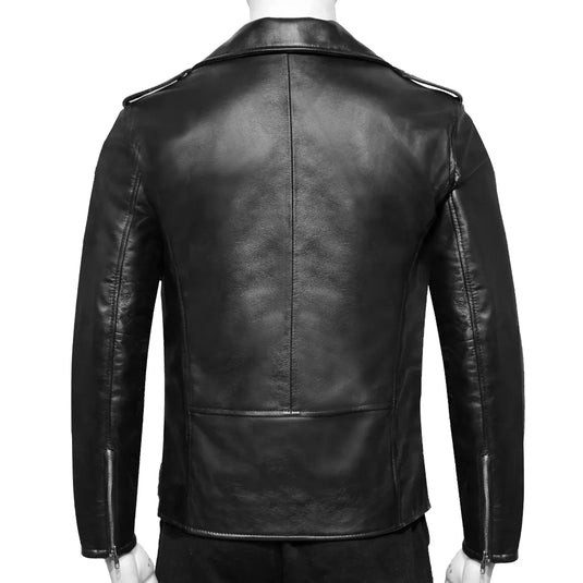 Enoch Sheepskin Black Leather Motorcycle Jacket