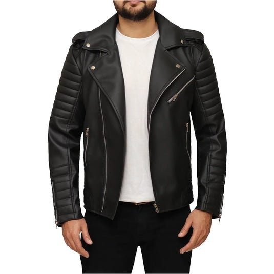 Jordan Black Quilted Motorcycle Leather Jacket