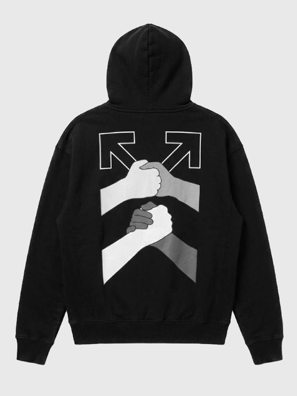 RECREATED Off White Kid Cudi 2026 Be Human Black Hoodie showcasing a sleek pullover design with statement street-inspired detailing