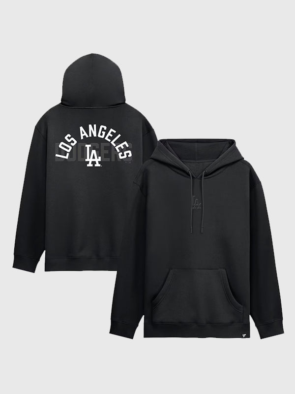 Fanatics Los Angeles Dodgers Black Out Pullover Hoodie designed with relaxed unisex fit and premium fleece construction