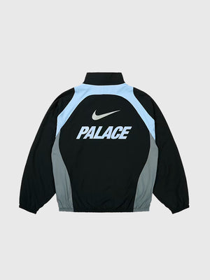 Recreated Palace 2026 Nike Air Max 95 black full-zip track jacket with sleek athletic design and clean streetwear detailing