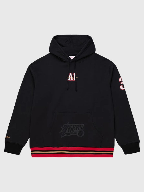 Philadelphia 76ers x Mitchell & Ness Allen Iverson black Playmaker fleece pullover hoodie RECREATED with soft interior and relaxed fit